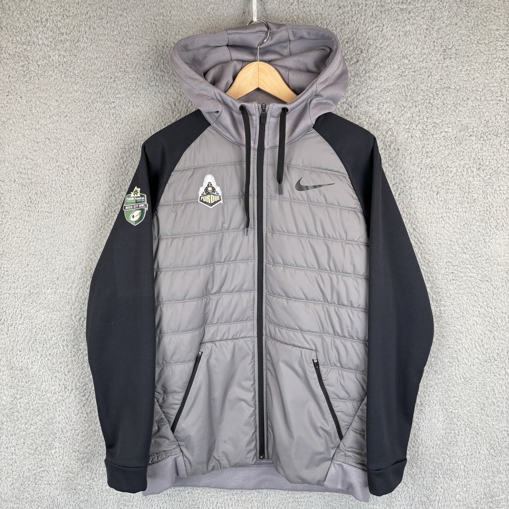 Purdue University Jacket Mens Large Grey Black Hybrid Jacket Full Zip AO1440